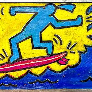 surfer with blue wave